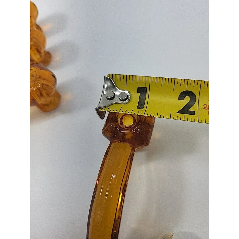 Set Of 4 Amber Glass Drawer Pulls Handles Vintage Depression Style NO HARDWARE